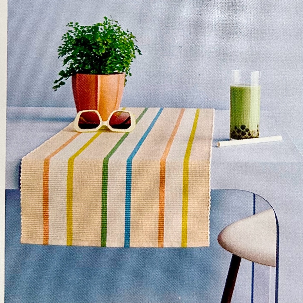 Room Essentials colorful striped Table Runner NWT 72in x 14in
